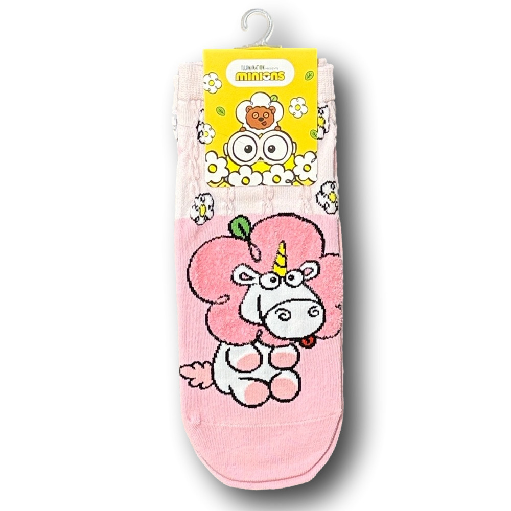 3/$20 Minions Pink Unicorn Funny Novelty No-Show Ankle Socks - NWT